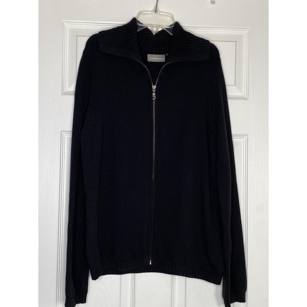 Cardigan Sweater Croft & Barrow Vintage Full Zip 100% Cotton Shawl Neck  Sz M